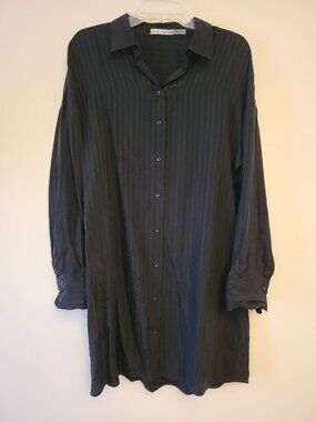 Alice + Olivia Women Shirt Dress sz LARGE black striped  Timeless